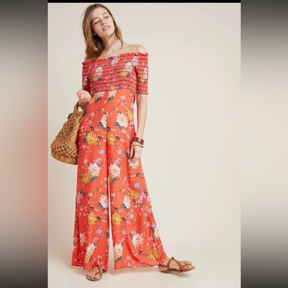 Anthropologie x Farm Rio Paraiso Off-the-Shoulder Jumpsuit XXS NWT